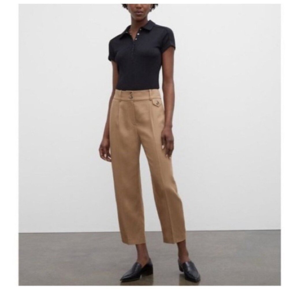 Club Monaco Slim Carrot Pants‎ Womens 8 High Waist Tapered Tan Neutral Career